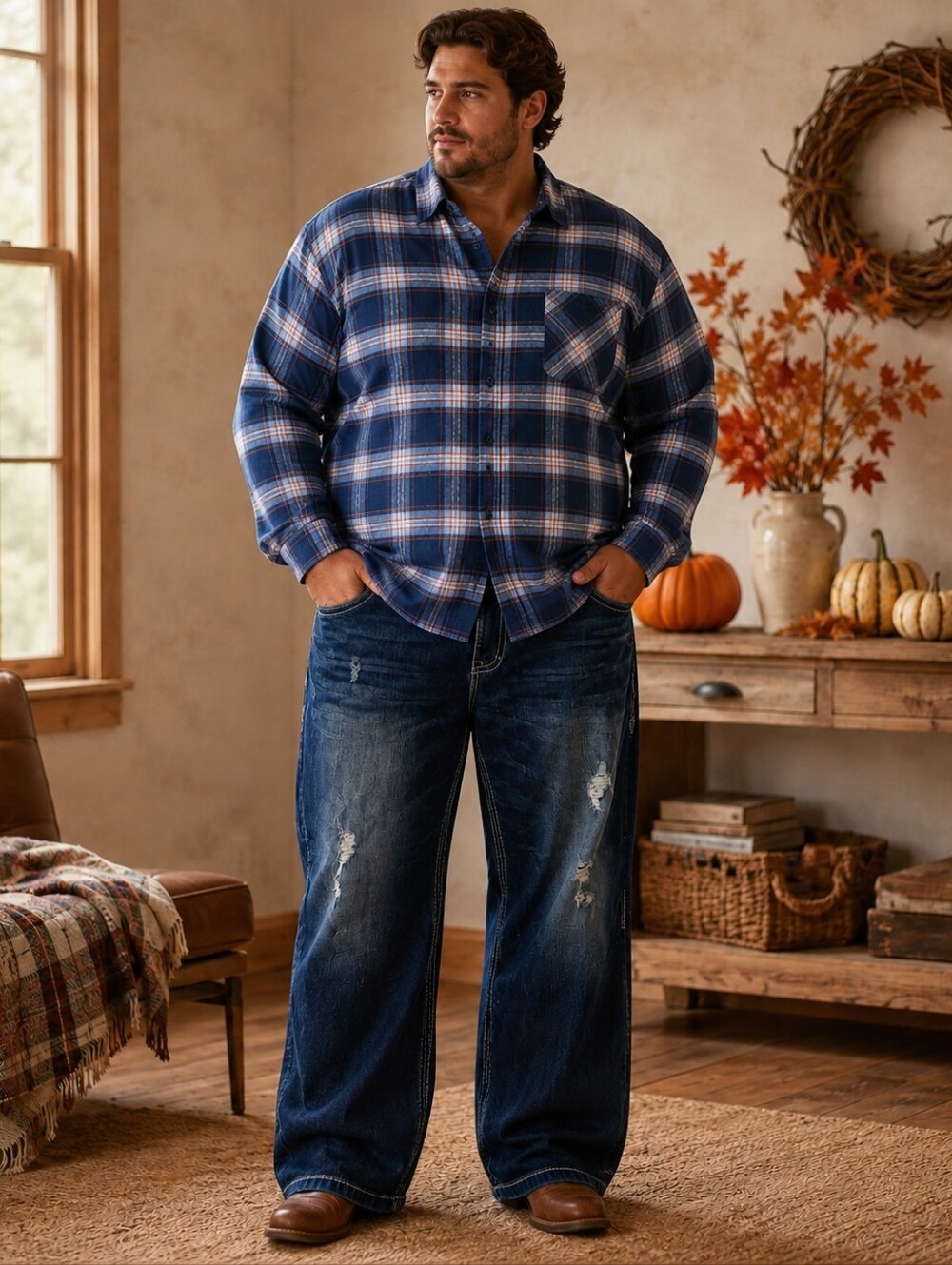Men's Rock Revival "Flavian" Relaxed Straight Jeans in a Size 40.